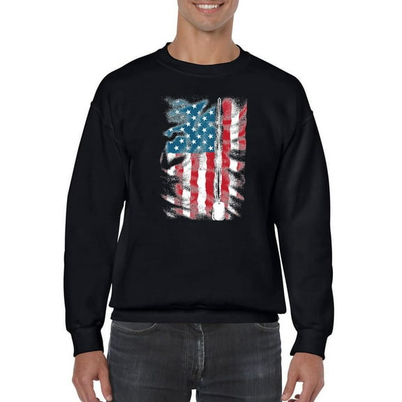 American Flag Grunge Style Sweatshirt Men -Image by Shutterstock, Male XX-Large