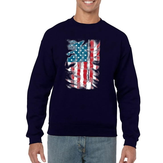 American Flag Grunge Style Sweatshirt Men -Image by Shutterstock, Male x-Large