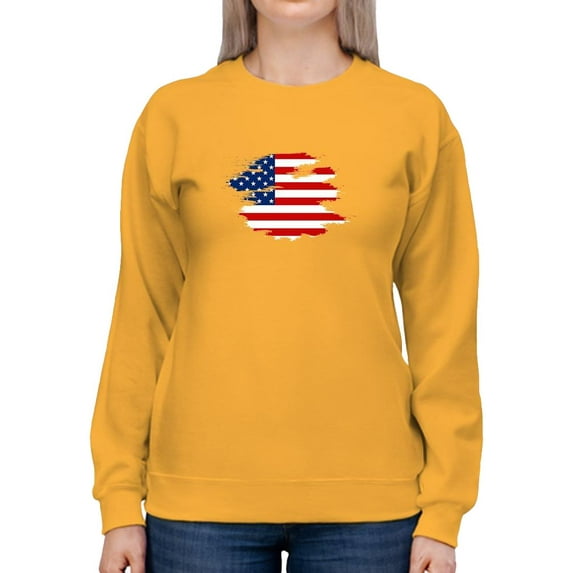 American Flag Grunge Style Sweatshirt Women -Image by Shutterstock, Female 3X-Large