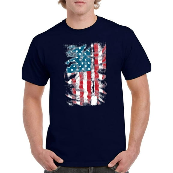American Flag Grunge Style T-Shirt Men -Image by Shutterstock, Male Small