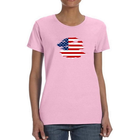 American Flag Grunge Style T-Shirt Women -Image by Shutterstock, Female Small