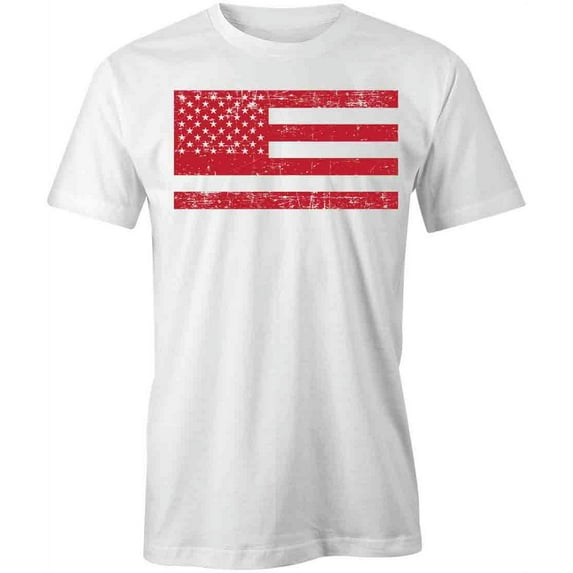 American Flag Grunge T-Shirt | Patriotic American White Tee Gift
