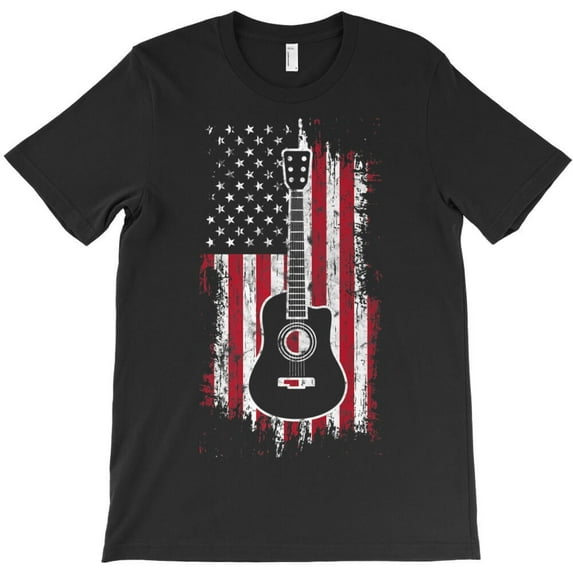 American Flag Guitar Red White Funny Patriotic Music and Band Themed H41992 Unisex T-Shirt, Up to 5XL Available
