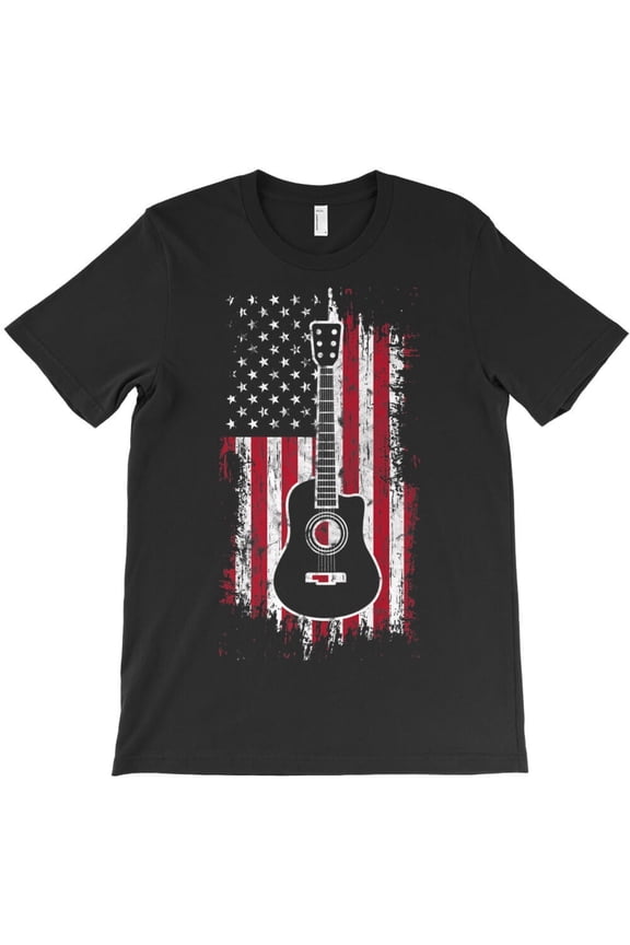 American Flag Guitar Red White Funny Patriotic Music and Band Themed H41992 Unisex T-Shirt, Up to 5XL Available