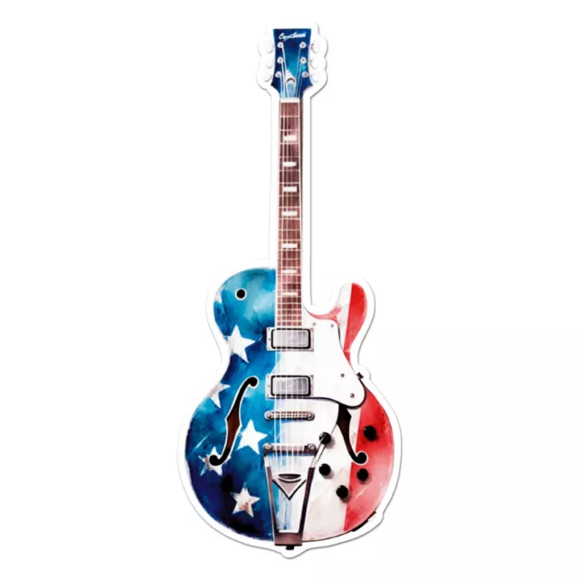 Sugar Skull Girl Playing Mexican Flag Guitar Vinyl Decal Sticker - 5 Inches, Bumper Sticker