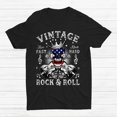 American Flag Guitar Vintage Rock And Roll Skull Shirt Gift Black