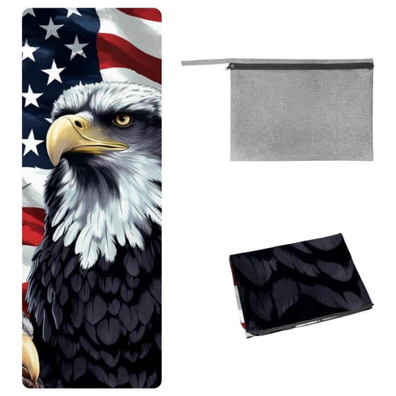 American Flag Gym Towel with Storage Bag, 72.8"x26.8", Suitable for Yoga, Pilates, Fitness, etc. - Gym Towels for Yoga, Blanket for Gym