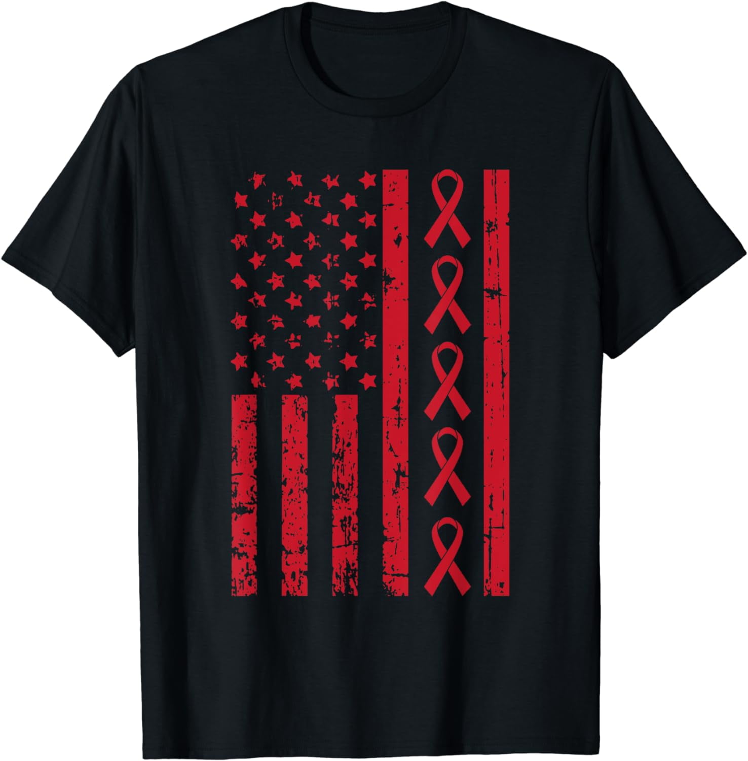 American Flag HIV Aids Brain Aneurysm Stroke Awareness Gifts T-Shirt ...