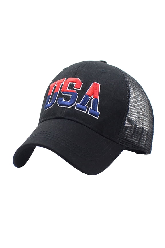 American Flag Hat, Audhol Men Trucker Hat Baseball Cap Snapback Fitted Hats for Men Women Snap Closure Design Breathable Mesh Hat Baseball Cap Black2 One Size
