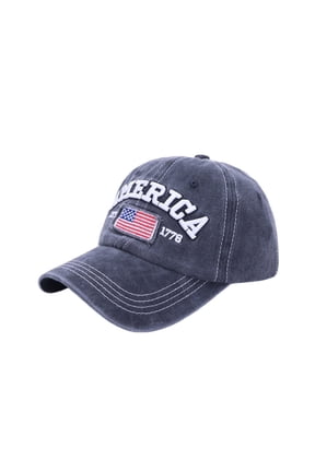 American Flag Hat for Men Women, Funny Adjustable Retro Breathable Cotton Embroidered Distressed Baseball Cap Soft Lightweight Trendy Hats for Beach Travel Party, Black