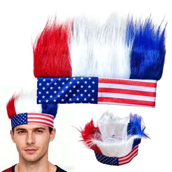 American Flag Hat,USA 4th of July Patriotic Headband, Red White Blue Stars Stripes Knit Hair Band for Men Women, Stretchy Comfortable Accessory for Parade BBQ Fireworks, Great for Memorial Day
