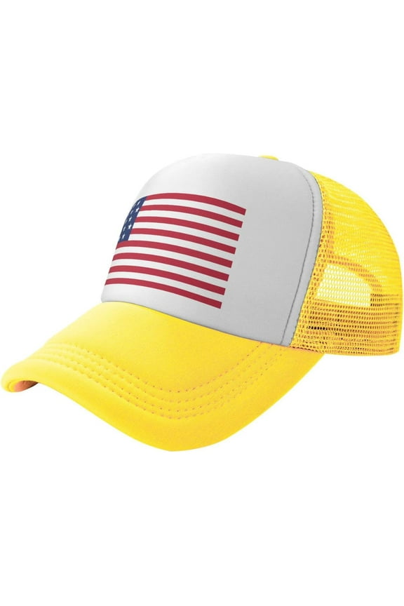 American Flag Hat, USA Trucker Hat for Men and Women, Adjustable Baseball Cap, Mesh Snapback Outdoor Hat