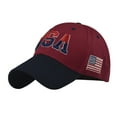 thumbnail image 1 of American Flag Hat Women, Audhol Male Female Neutral Summer America Flag Embroidery Baseball Caps Adjustable Hat Visors Flag Hats for Men Wine One Size, 1 of 3