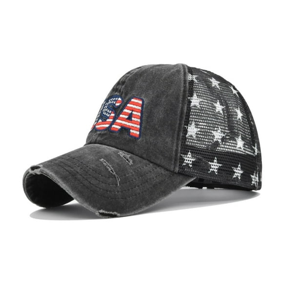 American Flag Hats Patriotic Vintage Adjustable Baseball Trucker Hat for Man Women