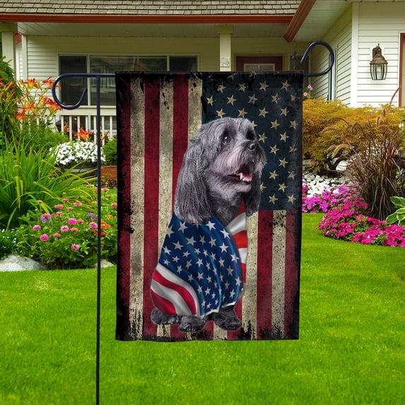 American Flag Havanese Dog Wearing Flag American Patriot Patriotic 4th of july House Flag, Double-Sided Decorative Outdoor Flag, Patriotic Polyester Yard Flag 29.5 x 39.5 in