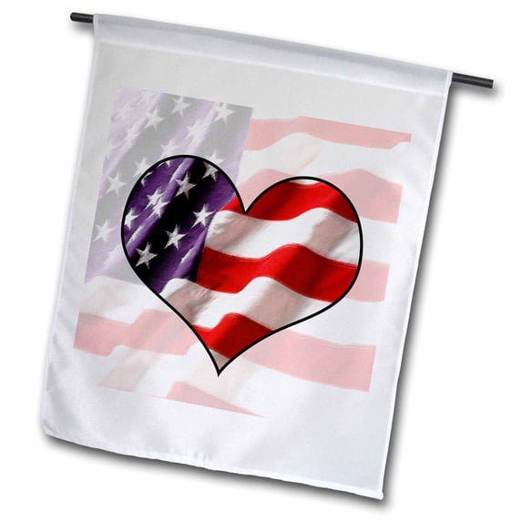 3dRose, American Flag Heart, 12 x 18 inch Garden Flag
