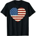 thumbnail image 1 of American Flag Heart 4th of July Patriotic Women Boys & Girls T-Shirt, 1 of 4