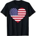 thumbnail image 1 of American Flag Heart 4th of July USA Love Patriotic Pride T-Shirt, 1 of 4