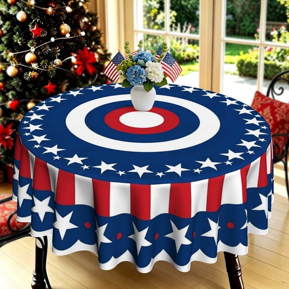 American Flag Heart Firework 2D Print Round Tablecloth, Stylish ...