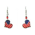 thumbnail image 1 of American Flag Heart Graphic Dangle Earrings - Womens Fashion Handmade Jewelry USA Accessories, 1 of 2