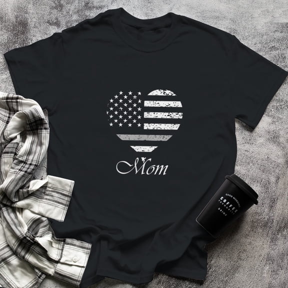 American Flag Heart, Proud Corrections Officer Mom, Medium, Black