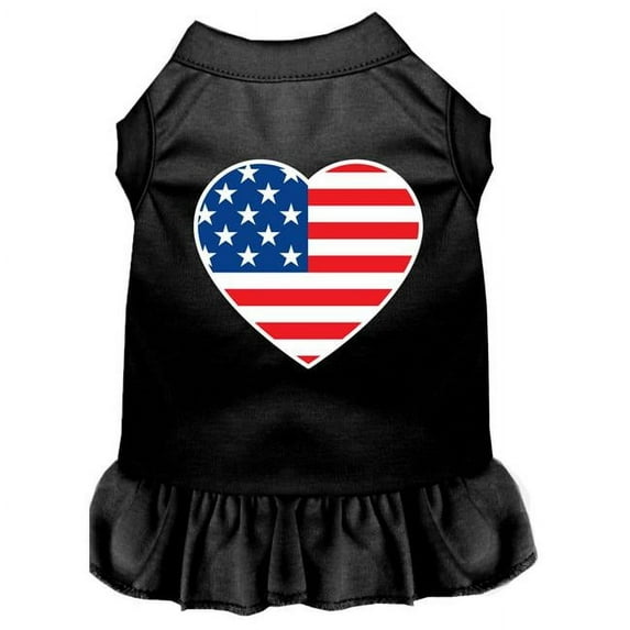 American Flag Heart Screen Print Dress, Black - Small 10