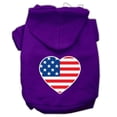 thumbnail image 1 of American Flag Heart Screen Print Pet Hoodie, Purple - 2XL, 1 of 1