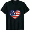 thumbnail image 1 of American Flag Heart Shirt Women Patriotic T-Shirt 4th of July Graphic Tees Shirts USA Flag Star Stripe Tops, 1 of 5