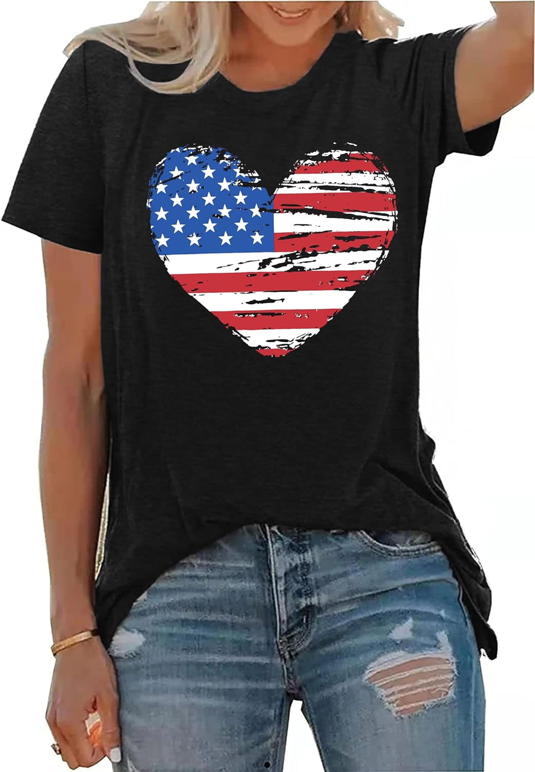 Not Sorry Women's American Flag T-Shirt - 4th Of July Patriotic Tee, Short Sleeve, Soft Blended Fabric - View #2