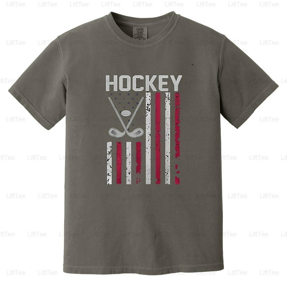 American Flag Hockey Gear 4th July Boys Father's Day Sports Fan USA Graphic Comfort Color T-Shirt Unisex, up to 4XL