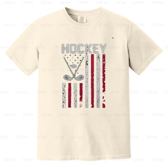 American Flag Hockey Gear 4th July Boys Father's Day Sports Fan USA Graphic Comfort Color T-Shirt Unisex, up to 4XL