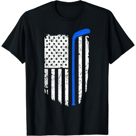 American Flag Hockey Patriotic Ice Hockey Player T-Shirt