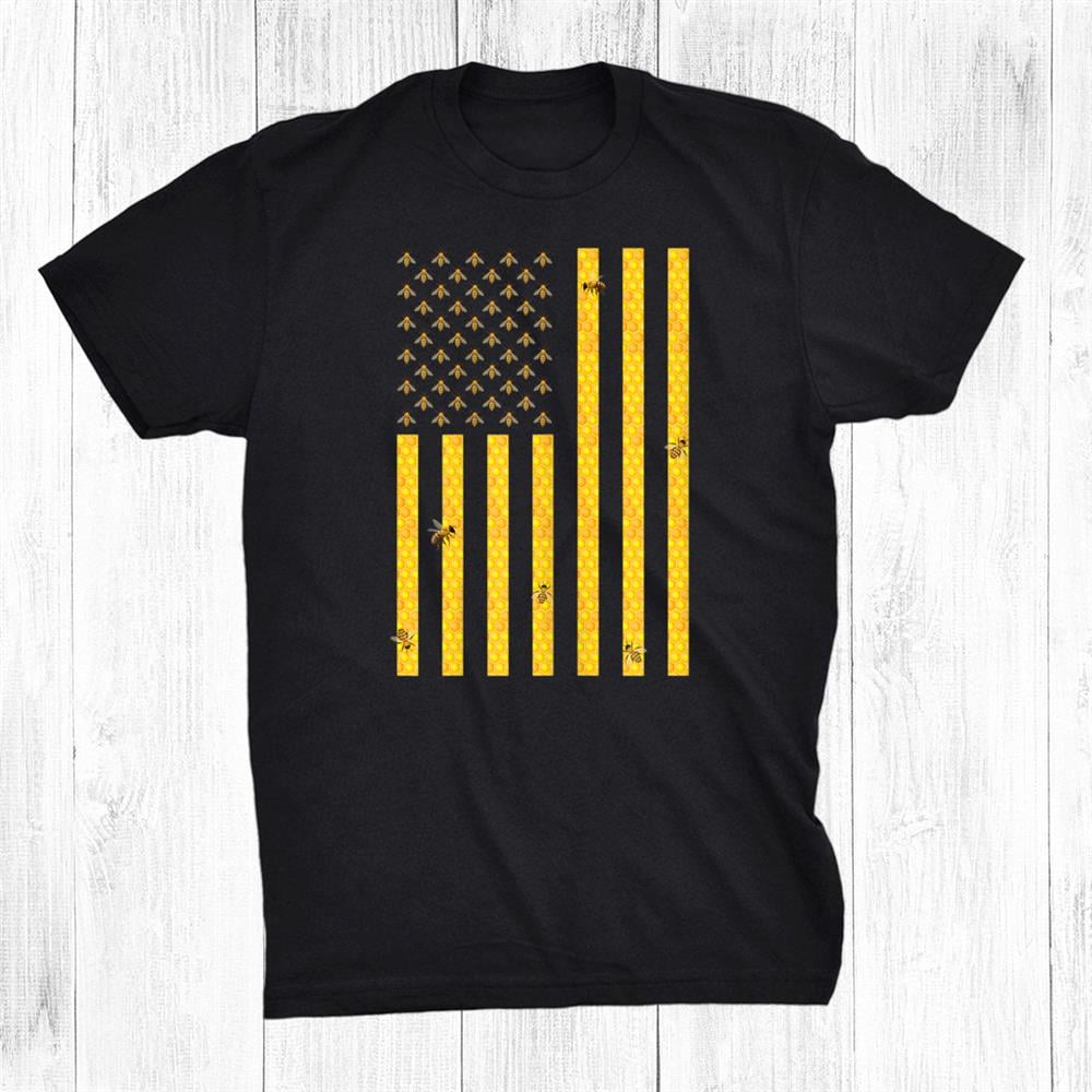 American Flag Honey Bee Beekeeping Beekeeper Shirt Gift Black
