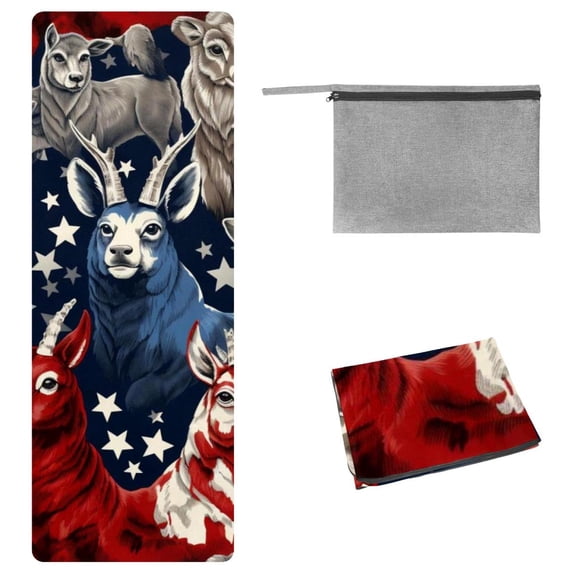 American Flag Hot Yoga Towel with Storage Bag, 72.8"x26.8", Suitable for Yoga, Pilates, Fitness, etc. - Yoga Blankets, Yoga Mat Towel