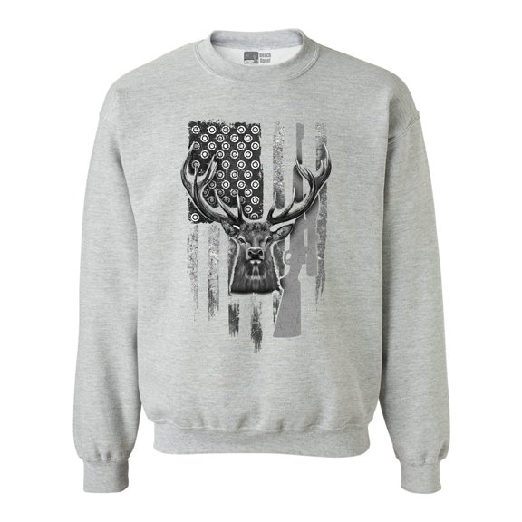 American Flag Hunting Deer Patriotic Support DT Crewneck Sweatshirt