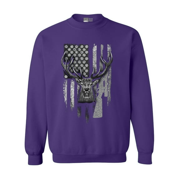 American Flag Hunting Deer Patriotic Support DT Crewneck Sweatshirt