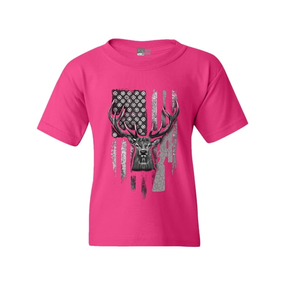 American Flag Hunting Deer Patriotic Support DT Youth Kids T-Shirt Tee