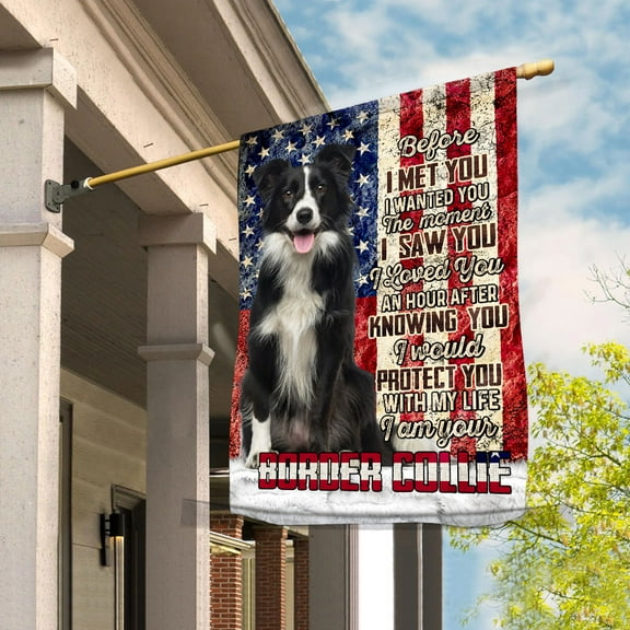 American Flag I Am Your Border Collie Dog Flag Proud House Flag (29.5x39.5) Double Sided-USA Flags Premium Polyester-Decorative Indoor Outdoor Flag