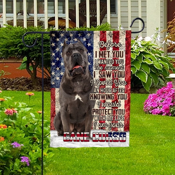 American Flag I Am Your Cane Corso Dog Flag Proud Garden Flag, Double-Sided Decorative Outdoor Flag, Patriotic Polyester Yard Flag 12 x 18 in