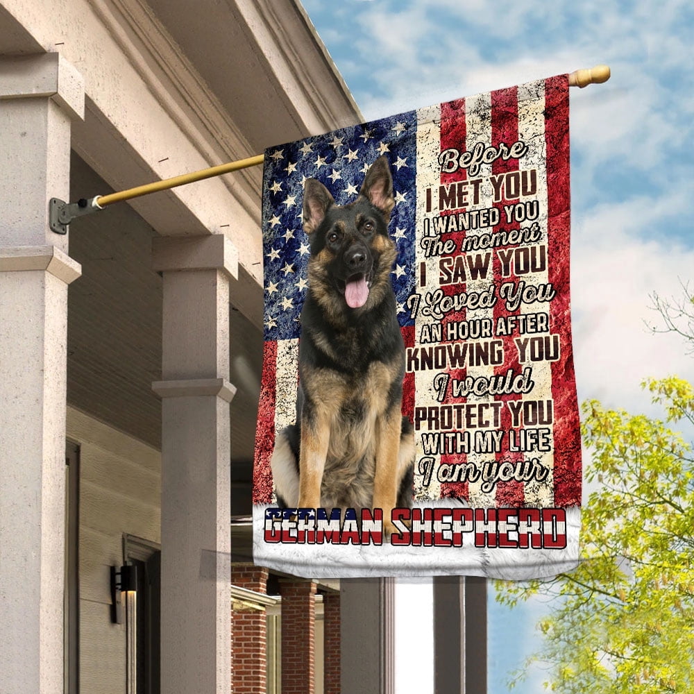 American Flag I Am Your German Shepherd Dog Flag Proud House Flag, Double-Sided Decorative Outdoor Flag, Patriotic Polyester Yard Flag 29.5 x 39.5 in