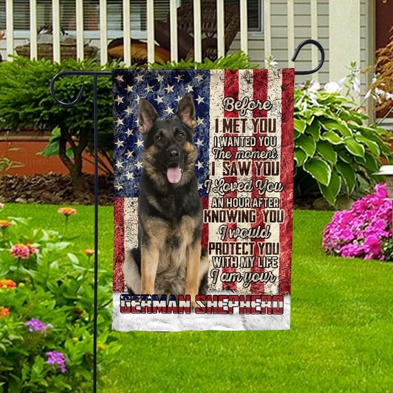 American Flag I Am Your German Shepherd Dog Flag Proud Garden Flag, Double-Sided Decorative Outdoor Flag, Patriotic Polyester Yard Flag 12 x 18 in