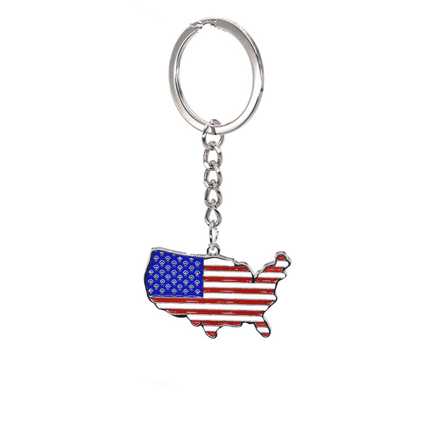American Flag Independence Day Alloy Keychain Red White Blue Flag Color