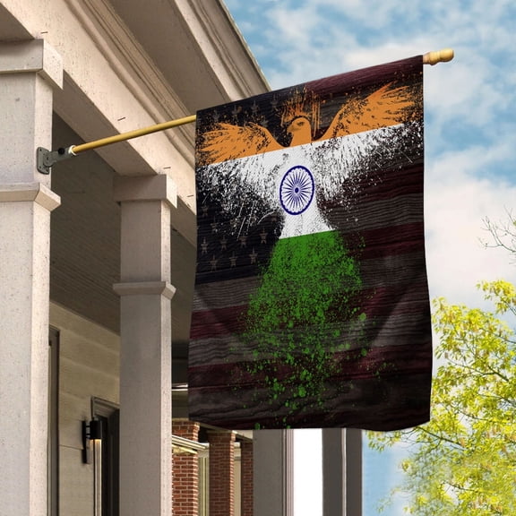 American Flag- Indian Flag India US Friendship Forever July 4 Decoration House Flag, Double-Sided Decorative Outdoor Flag, Patriotic Polyester Yard Flag 29.5 x 39.5 in