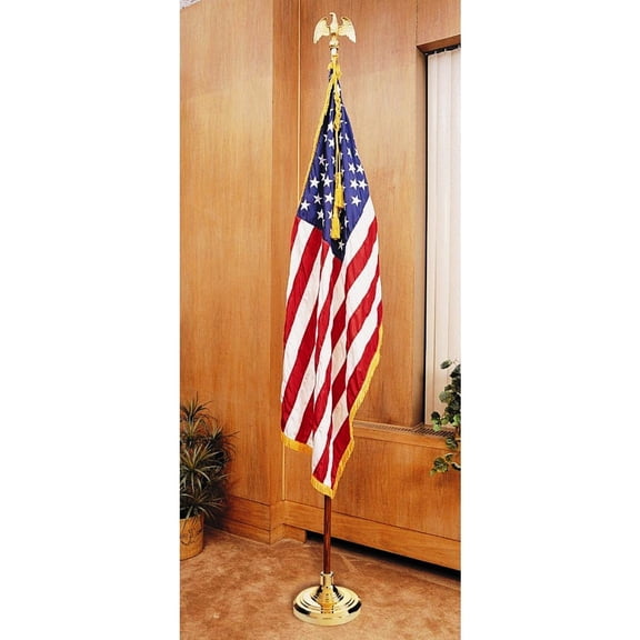 American Flag Indoor Presentation Set with 7 FT Hardwood Pole