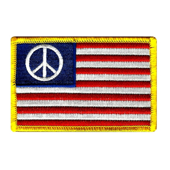 American Flag Iron-on Embroidered Patch Anti-War Peace Sign