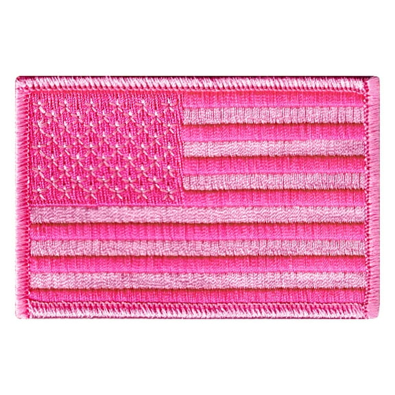 American Flag Iron-on Embroidered Patch Pink