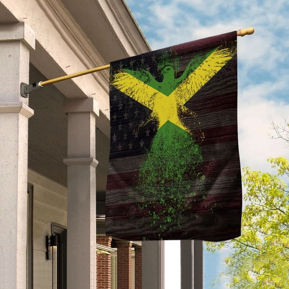 American Flag- Jamaican Flag Jamaica US Friendship Forever July 4 Decoration House Flag, Double-Sided Decorative Outdoor Flag, Patriotic Polyester Yard Flag 29.5 x 39.5 in