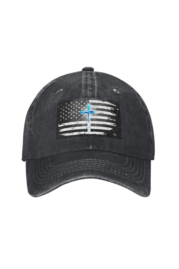American Flag Jesus Cross Baseball Cap Men'S Women'S Fashion Hat Vintage Adjustable Unisex Casquette