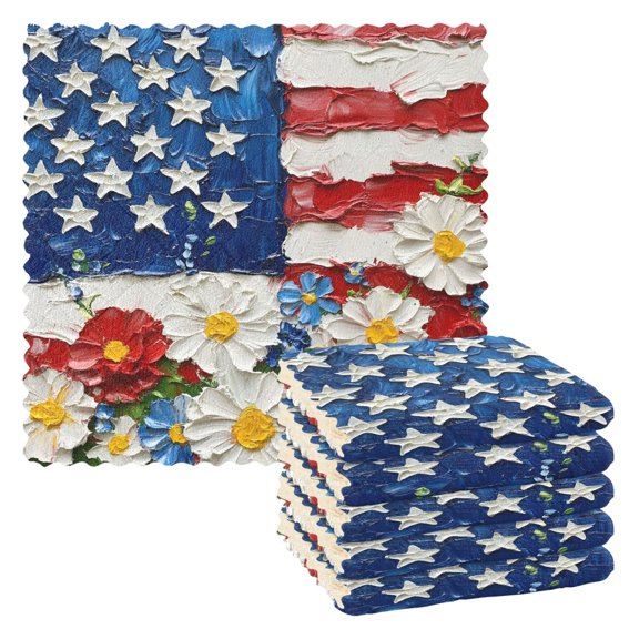 American Flag Kitchen Cloth Dish Towels for Drying Washing Absorbent Dish Rags Reusable soft kitchen dishcloth set 6 Pack