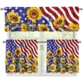 thumbnail image 1 of American Flag Kitchen Curtains and Valances Set Sunflower Rod Pocket Tier Curtains 3-Piece House Decor Curtains for Living Room Bedroom Bathroom Easy to Install Kitchen Valance Curtains, 1 of 1